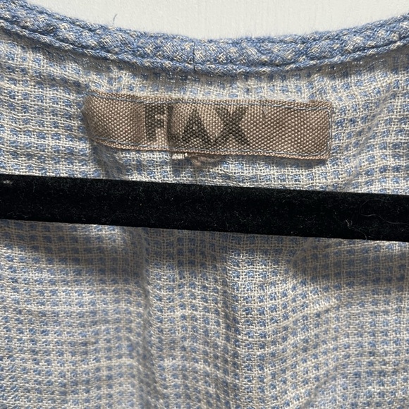 FLAX Blue Linen Sleeveless Tunic Top Large Boho Summer Arts and Crafts - Picture 2 of 8